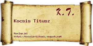 Kocsis Titusz névjegykártya
