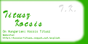 titusz kocsis business card